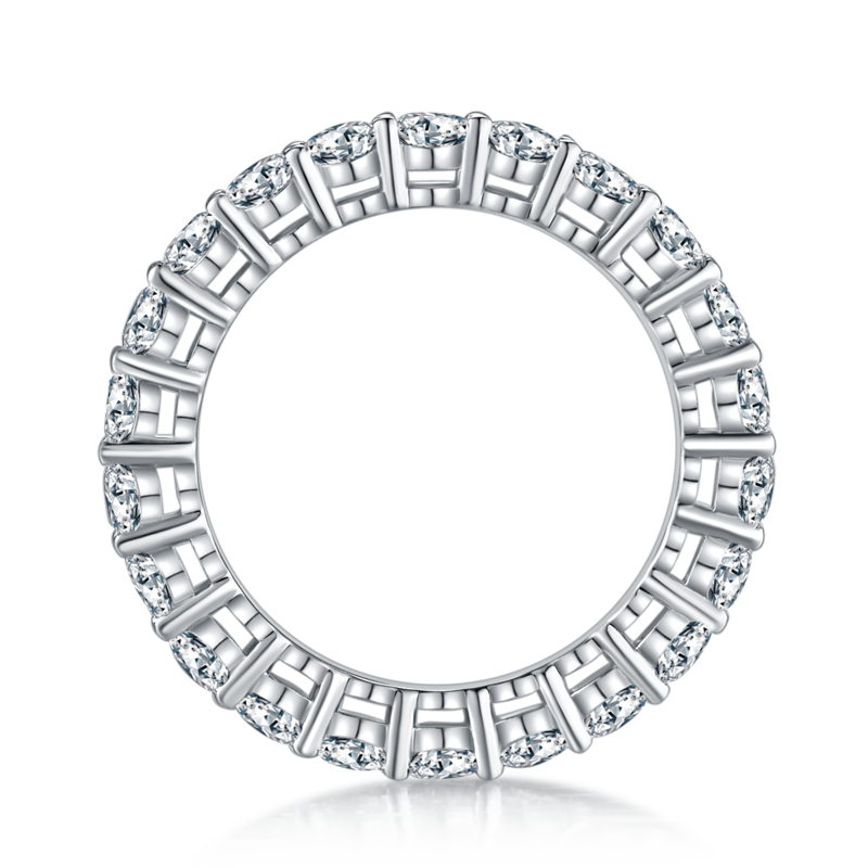 Round body lined ring S925 silver plated platinum moissanite diamond women's ring 2.4 carats D-grade
